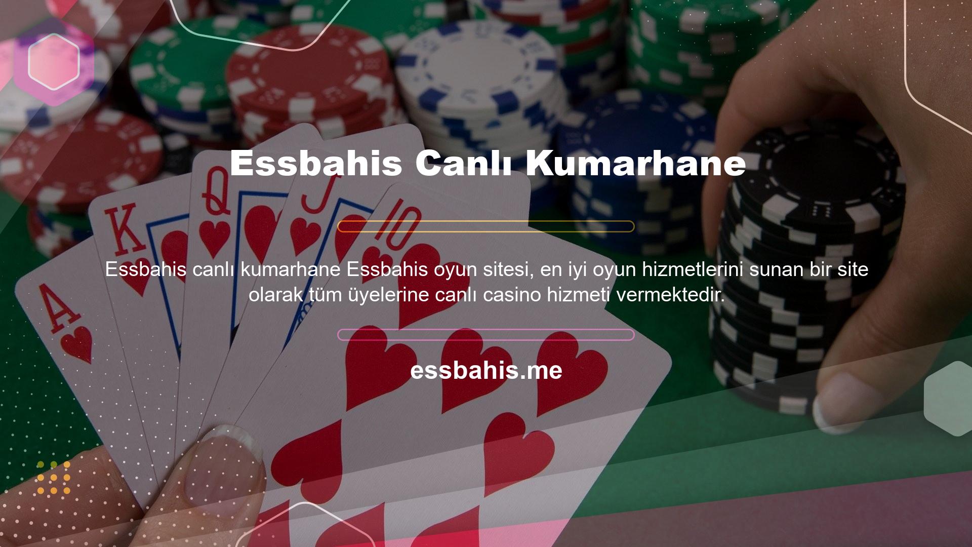 Essbahis, canlı casino oyun hizmeti için farklı oyun sağlayıcı seçeneklerini kullanmaktadır
